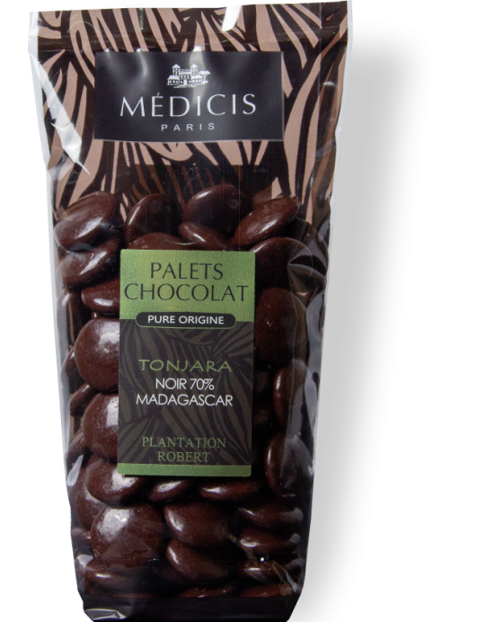 Palets chocolat Noir 70 % - Médicis Paris - Chocolats fabriqués en France